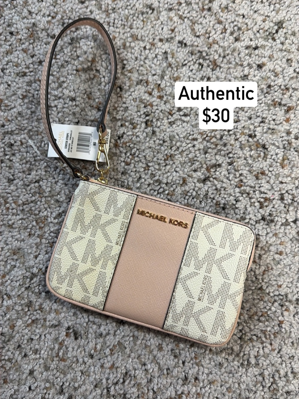 Michael Kors Pink and Ivory Logo Wristlet